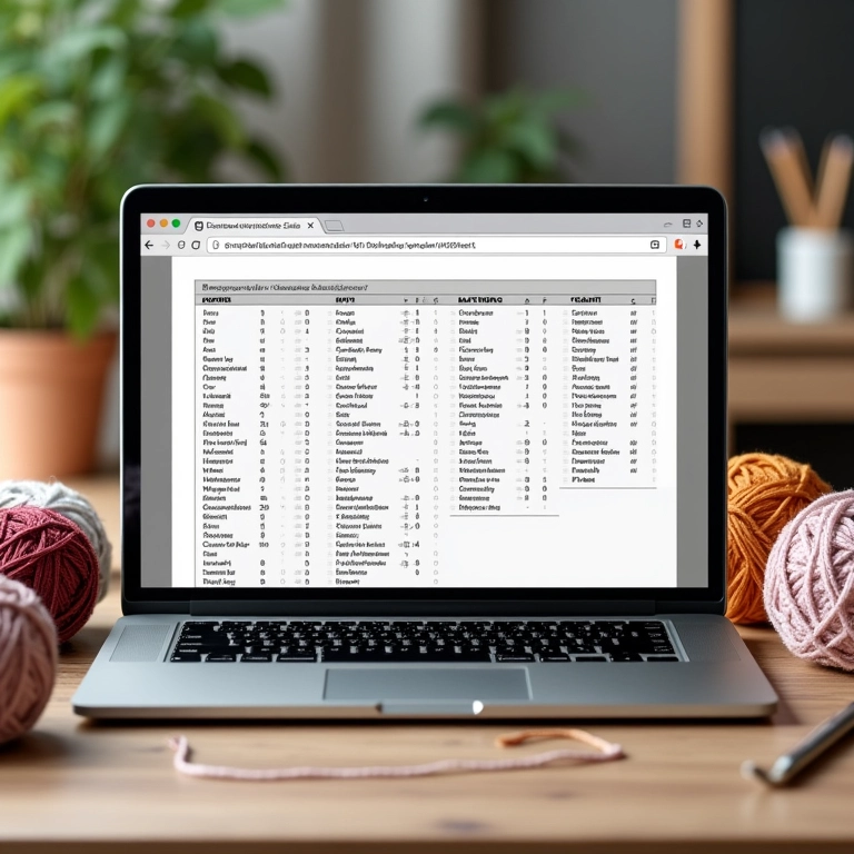 Planilha HTML explicativa facilitando a leitura de gráficos de crochê.