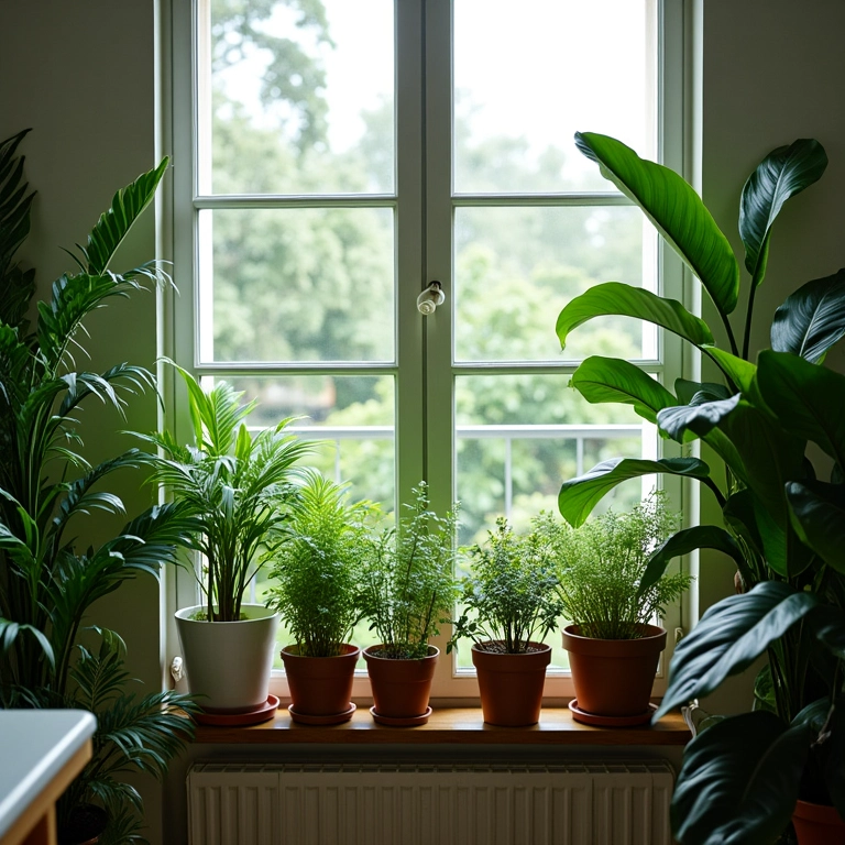 Plantas trazendo vida e frescor para um microapartamento.
