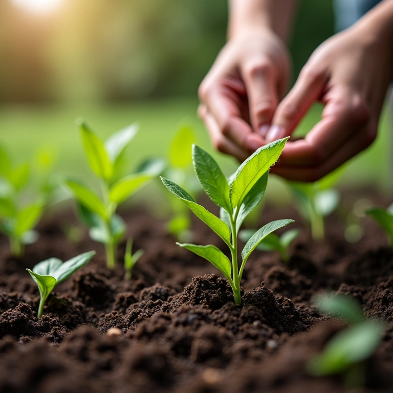 Plantio correto de mudas na horta.