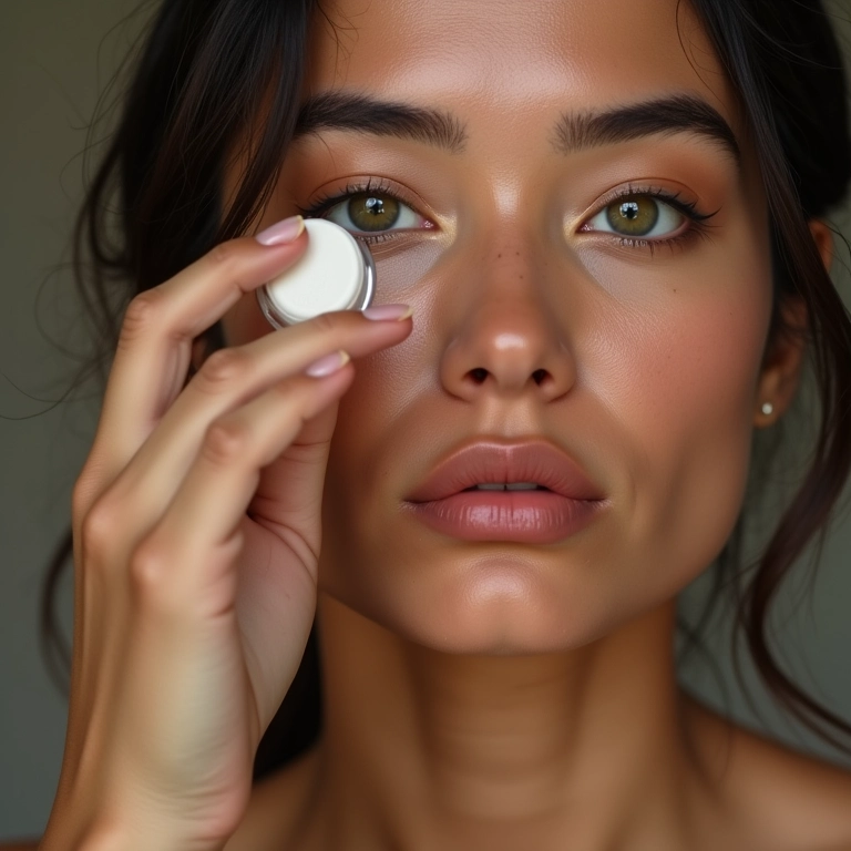 Pó translúcido sendo aplicado em pele oleosa para controle do brilho.