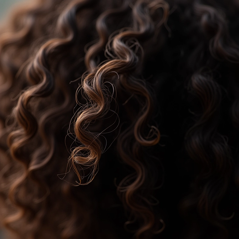 Pontas duplas em cabelo cacheado.