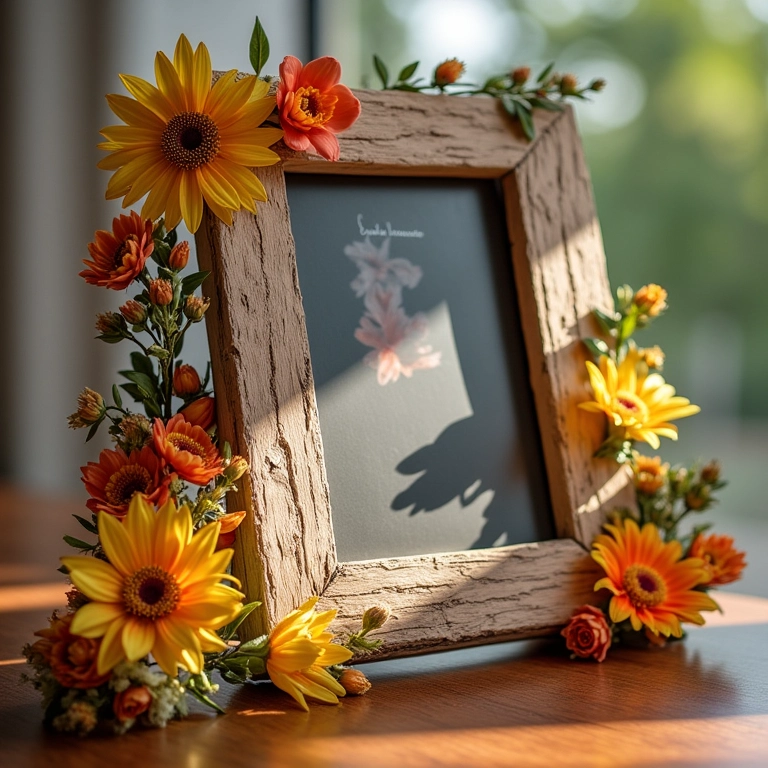 Porta-retrato personalizado com fotos radiantes e decoração brasileira.