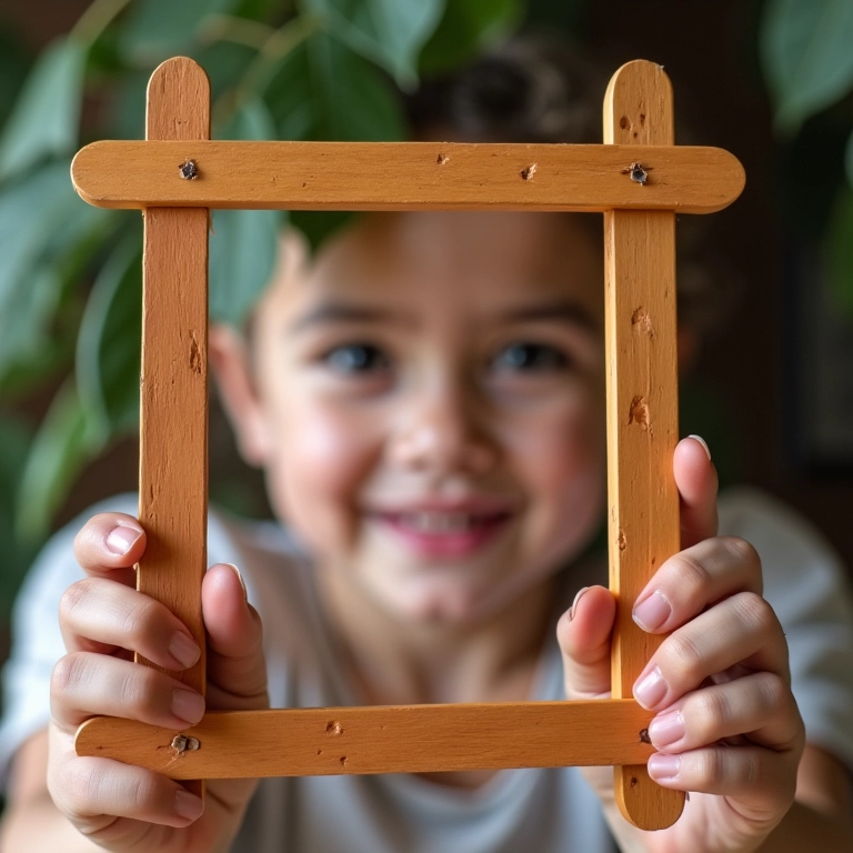 Porta-retratos decorados com palitos de picolé em estilo brasileiro.