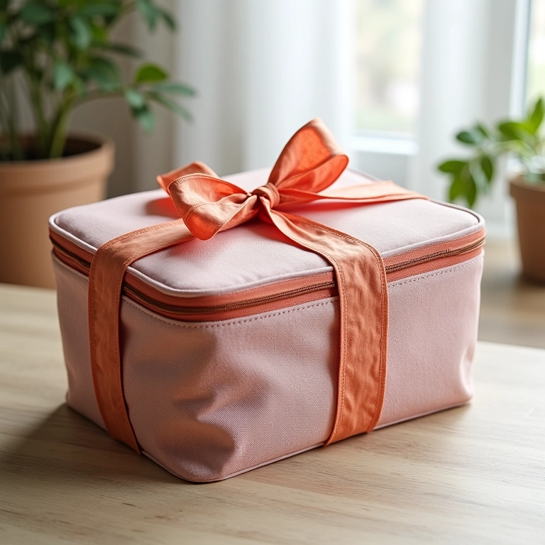 Porta travessa térmico embrulhado para presente.