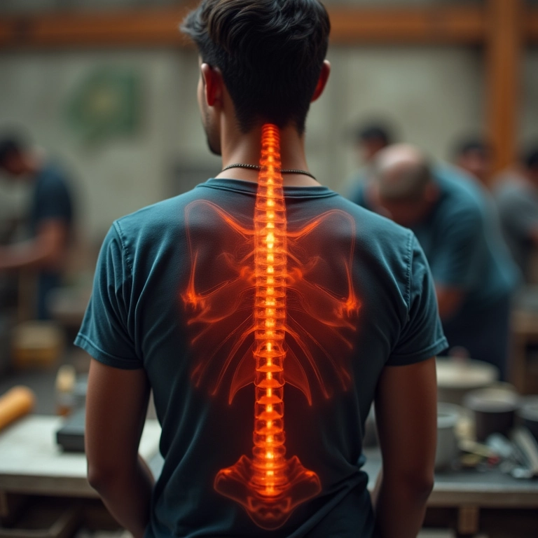 Postura correta durante o trabalho artesanal, mostrando atenção ao corpo.