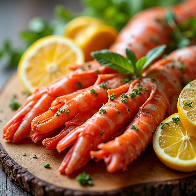 Prato de Crudo vibrante com frutos do mar frescos, cítricos e ervas.