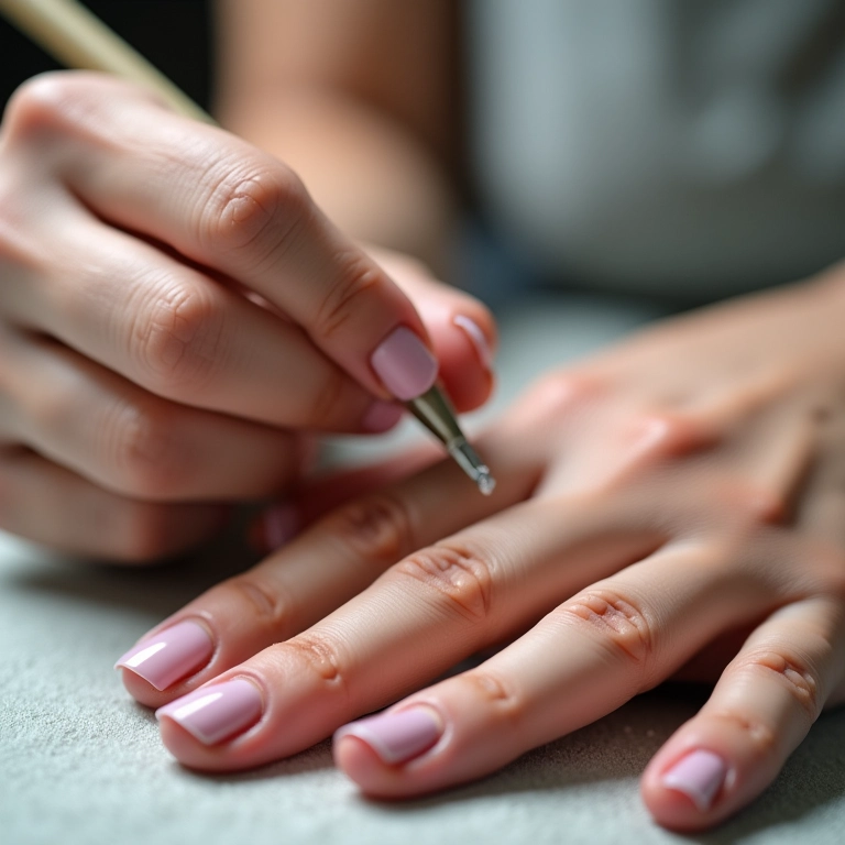 Preparação da unha natural antes da aplicação de gel.