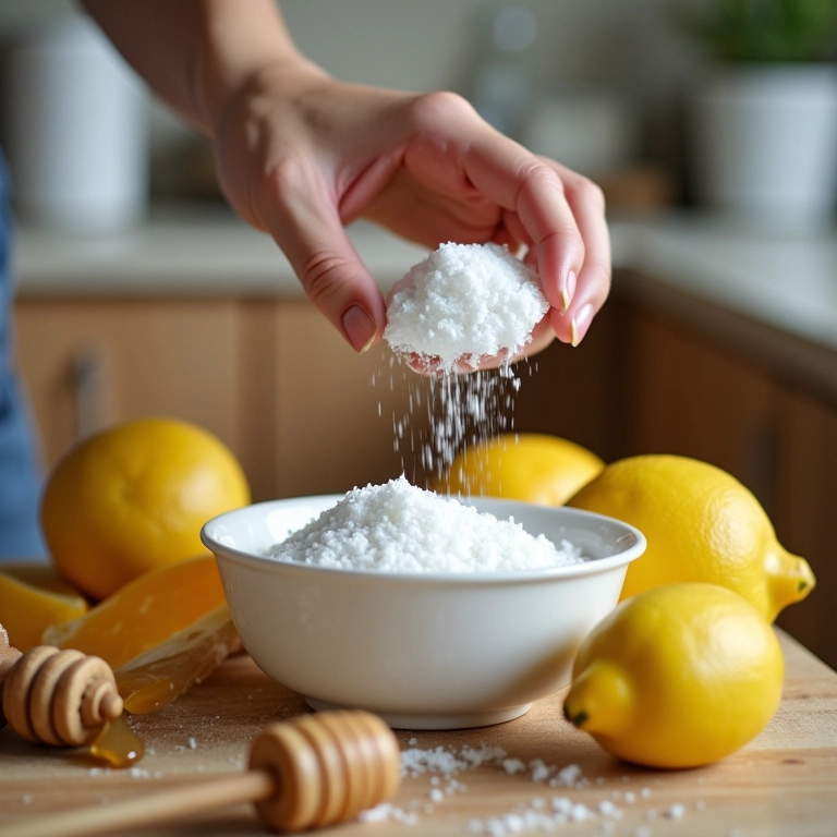 Preparando esfoliante caseiro para pele oleosa com ingredientes naturais.