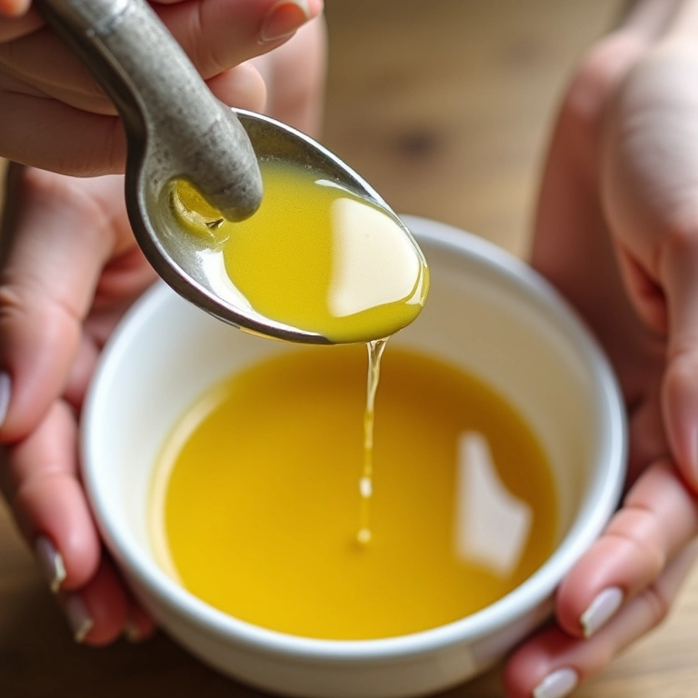 Preparando máscara de banana e óleo de rícino para o cabelo.