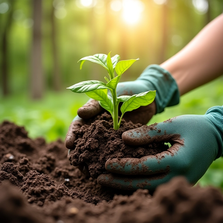 Preparando o solo para plantar erva-cidreira.