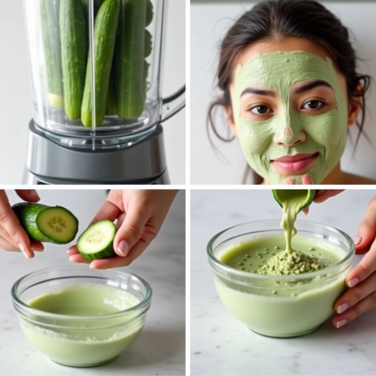 Preparo passo a passo da máscara facial de pepino caseira.