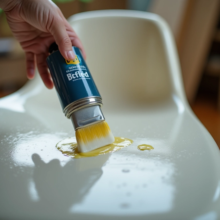 Primer para plásticos sendo usado na restauração de cadeira.