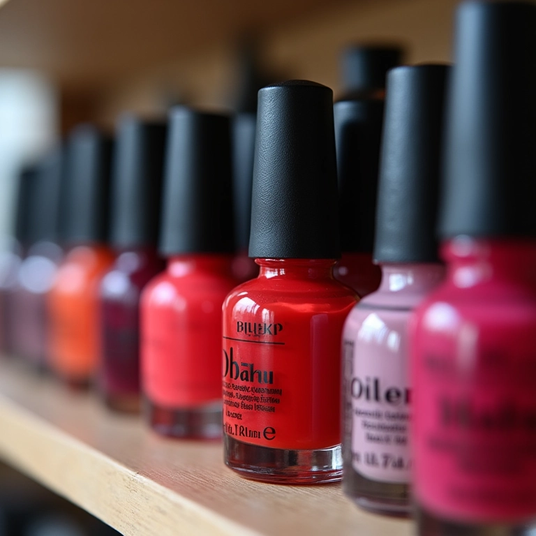 Produtos de beleza para unhas stiletto: esmaltes e finalizadores.