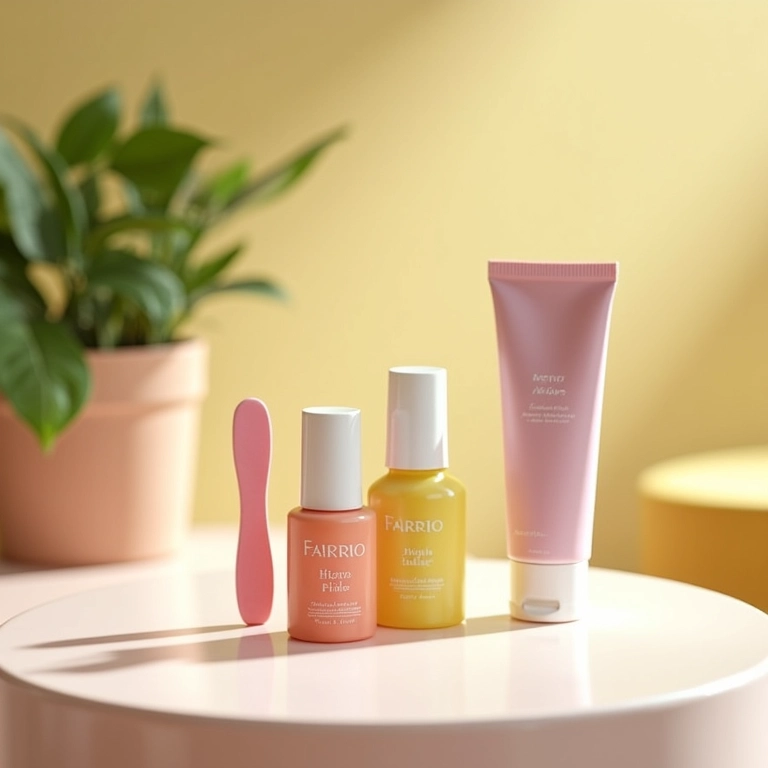 Produtos para cuidar das unhas em penteadeira.