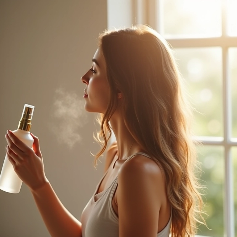 Proteção térmica sendo aplicada em cabelo 2A antes do uso de secador.