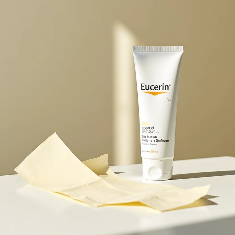 Protetor solar Eucerin Oil Control Toque Seco com lenços de papel matificantes.