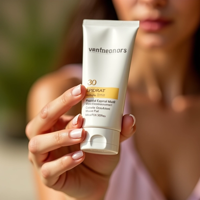 Protetor solar facial Mantecorp Epidrat Mat FPS30 na mão de uma mulher.