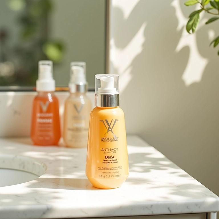 Protetor solar Vichy Idéal Soleil Antiacne em uma penteadeira moderna.