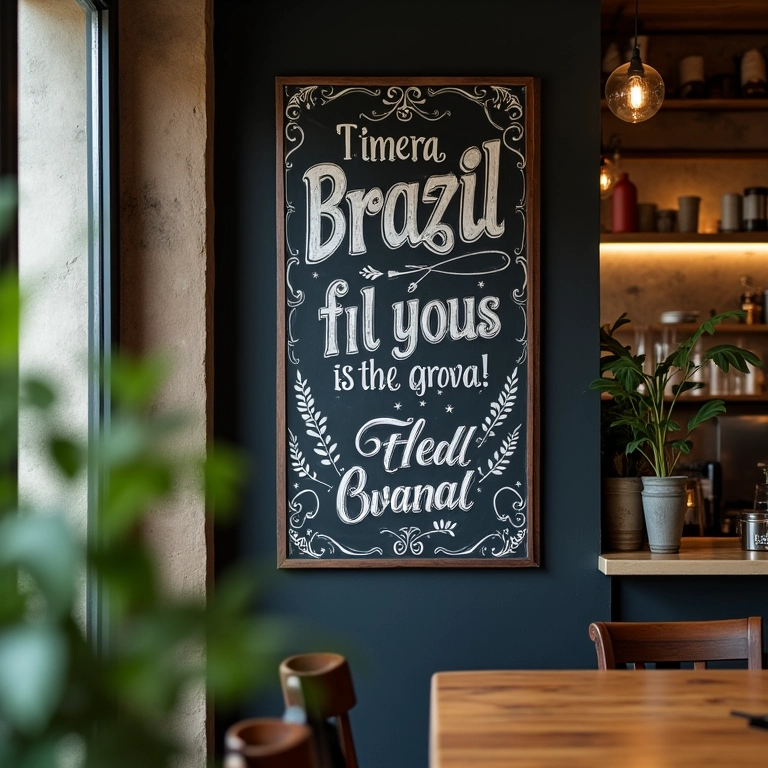 Quadro com lettering em lousa e frase.