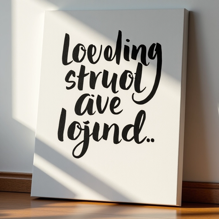 Quadro com pintura em tela e stencil.