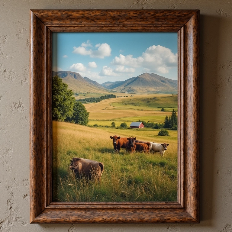 Quadros decorativos rústicos com paisagens do campo.