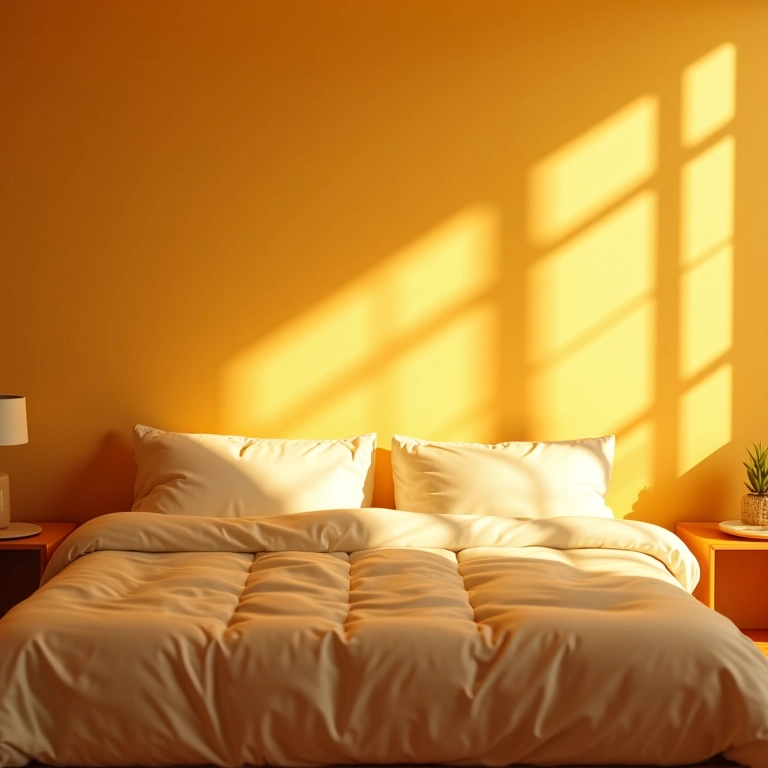 Quarto de casal com atenção à temperatura da cor da luz.