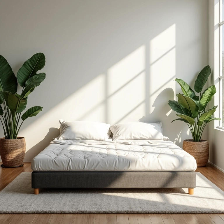 Quarto iluminado com cama box e cama tradicional, decoração brasileira.