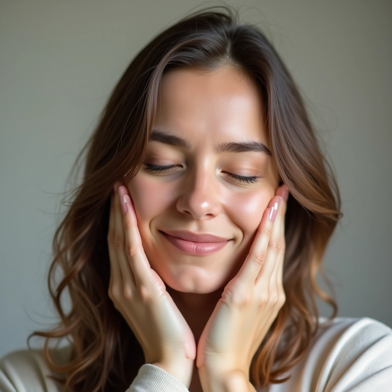 Relaxamento da tensão facial e alívio do estresse com exercícios faciais.