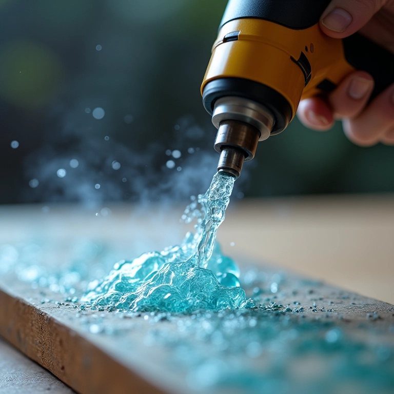 Removendo bolhas da resina epóxi com maçarico ou soprador térmico.