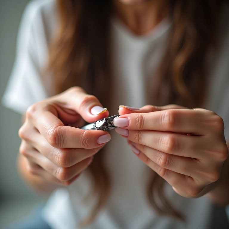 Removendo o excesso de cutículas com o alicate.