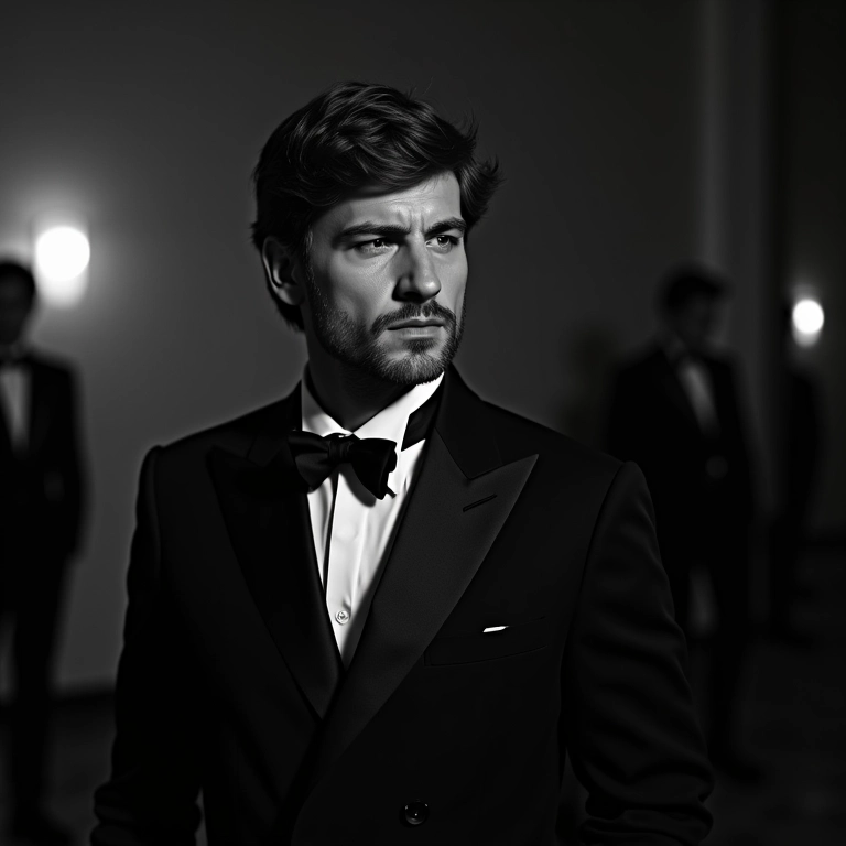 Retrato em preto e branco de Christian Dior, expressando a continuidade do legado após sua morte.