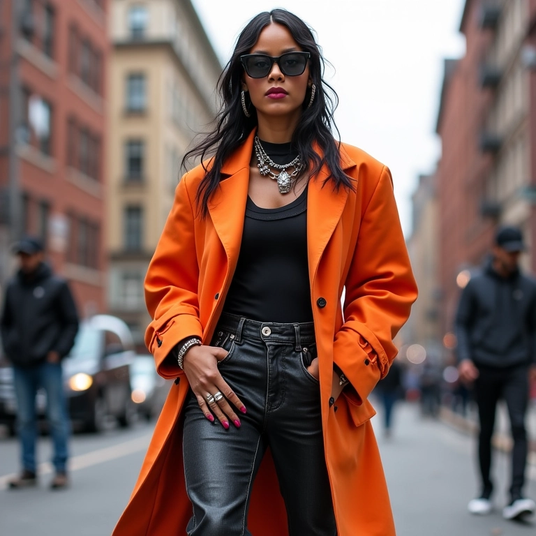 Rihanna em look street style ousado.