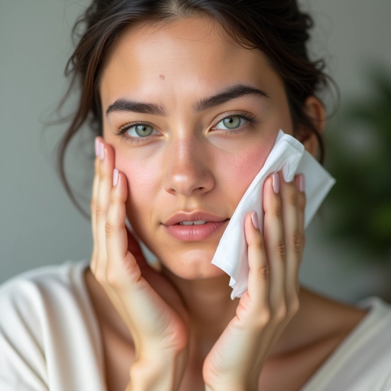 Rosto de mulher com leve vermelhidão após sessão de microagulhamento.