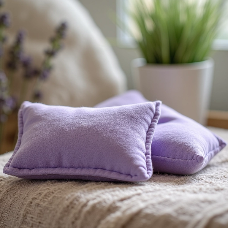 Sachês perfumados de feltro com aroma de lavanda.