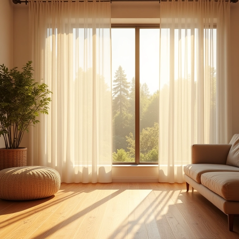 Sala de estar com iluminação natural e aconchegante.