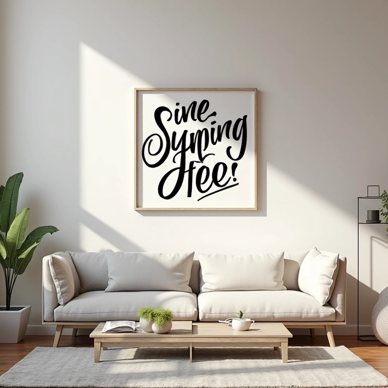 Sala de estar elegante com lettering valorizando a estética do imóvel.