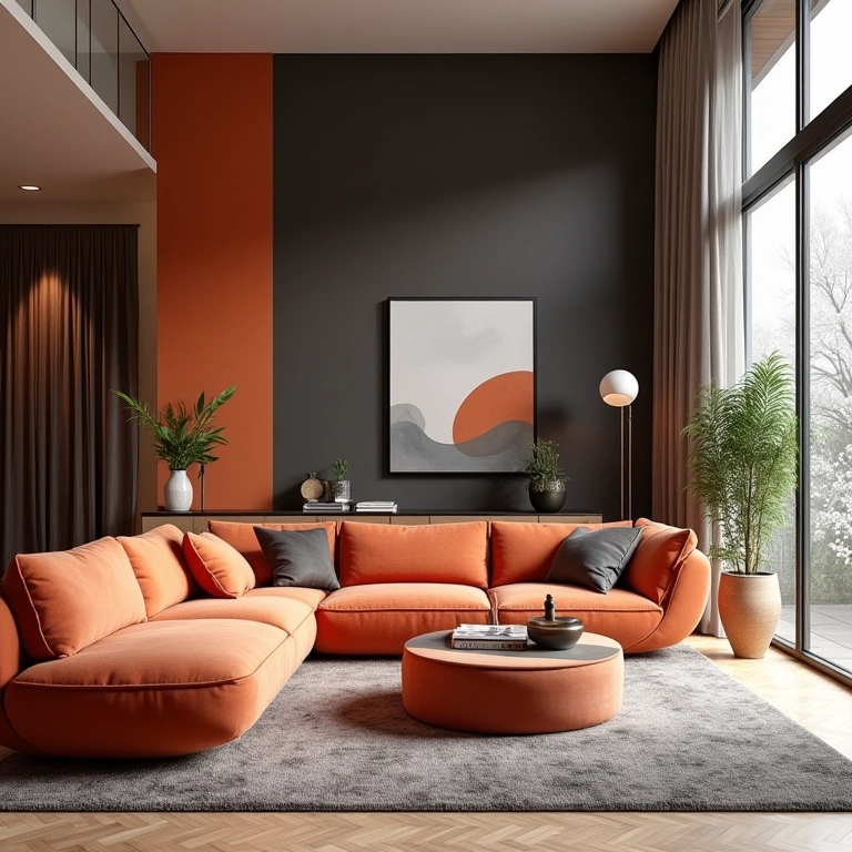 Sala de estar moderna com as últimas tendências em design de interiores.