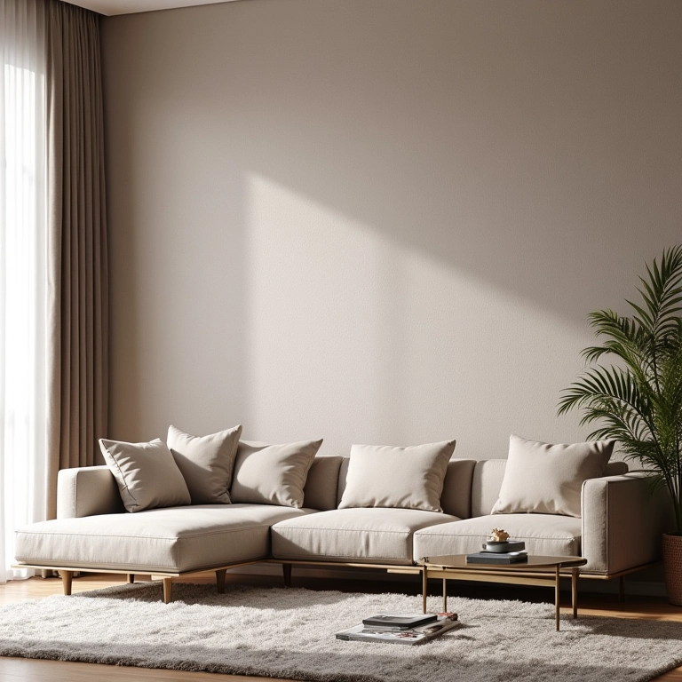 Sala elegante com papel de parede TNT (Tecido Não Tecido), destacando a sofisticação.