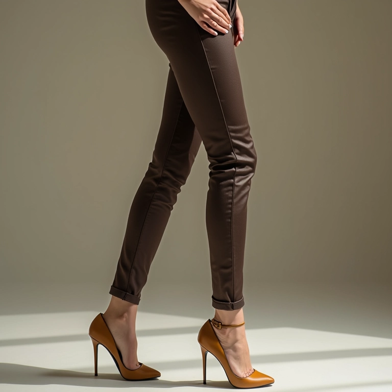 Sapato de salto alto alongando a silhueta com a calça clochard.