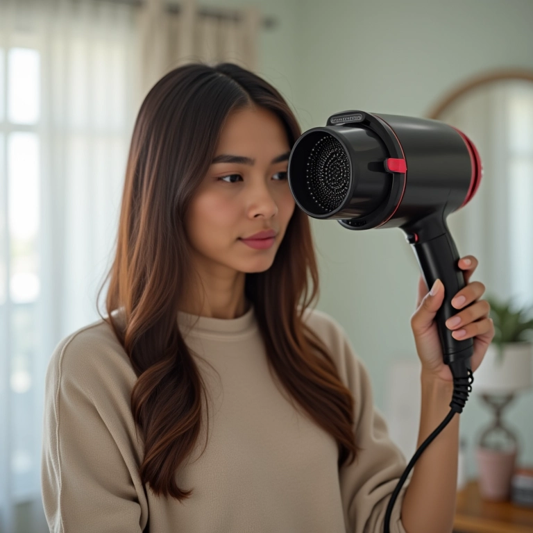 Secagem correta dos cabelos lisos.