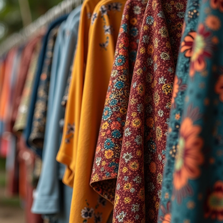 Seleção de roupas representando nichos de moda diversos.