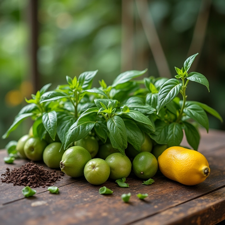Sementes e mudas de manjericão limão.