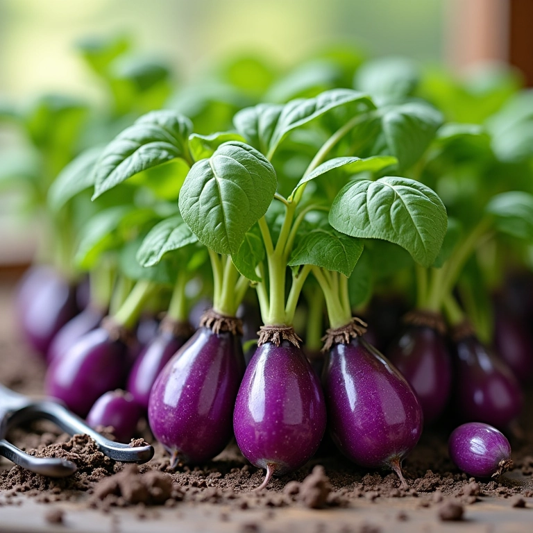 Sementes e mudas de manjericão roxo prontas para o plantio.