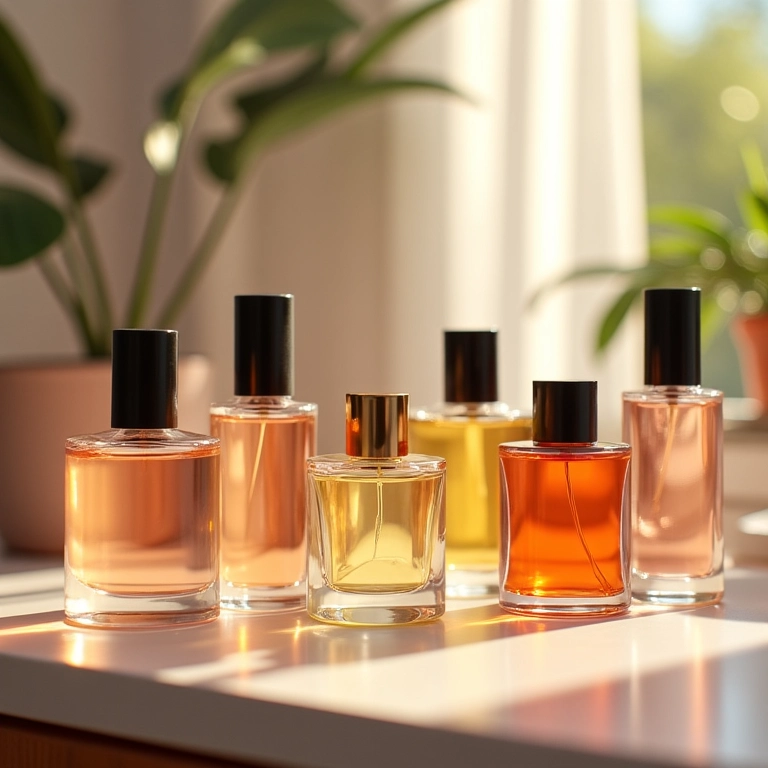 Sete frascos de perfumes afrodisíacos femininos.