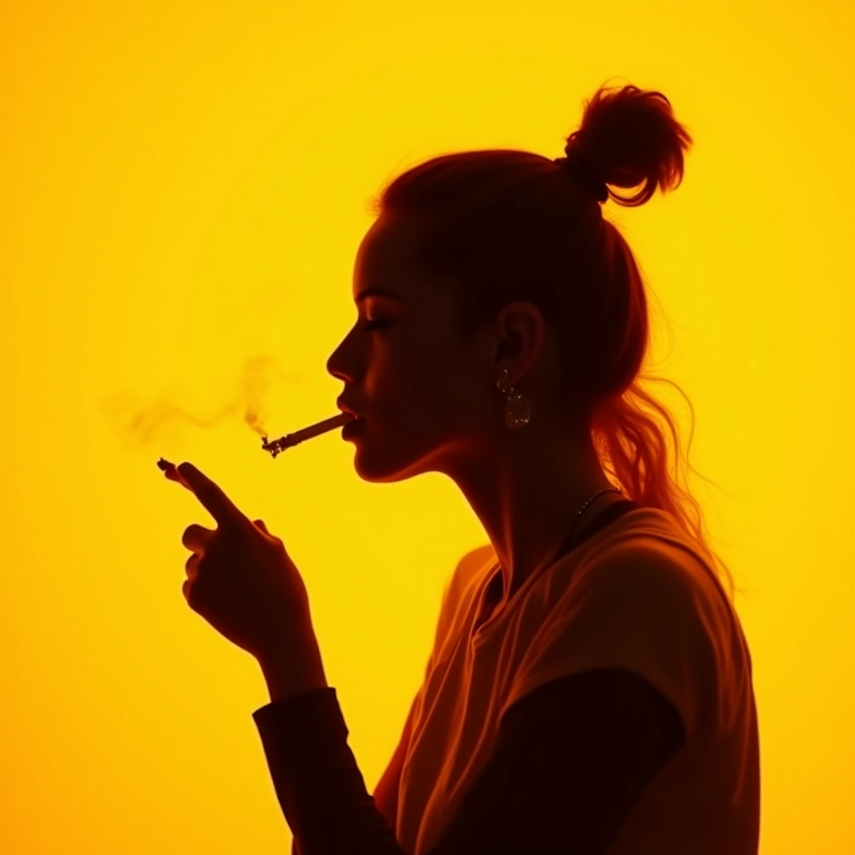 Silhueta de mulher recusando cigarro, conceito de vida saudável.