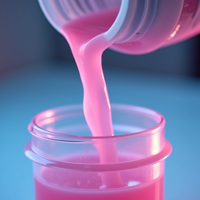 Silicone líquido sendo despejado em um recipiente para a criação de um molde.