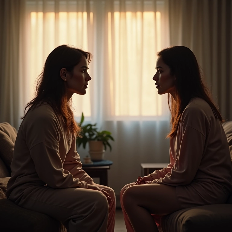 Sogra e nora evitando contato visual.