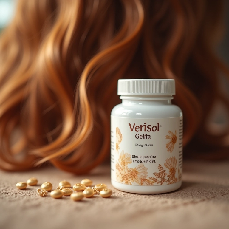 Suplemento de colágeno Verisol Gelita para cabelos saudáveis.