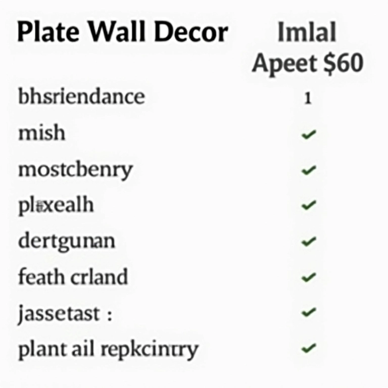 Tabela resumo sobre decoração com pratos na parede.