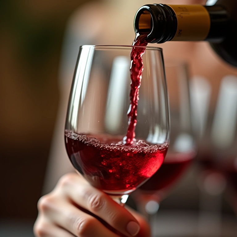 Taça de vinho sendo servida na Casa Valduga.